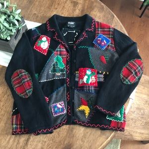 Vintage Patchwork Christmas Sweater Large